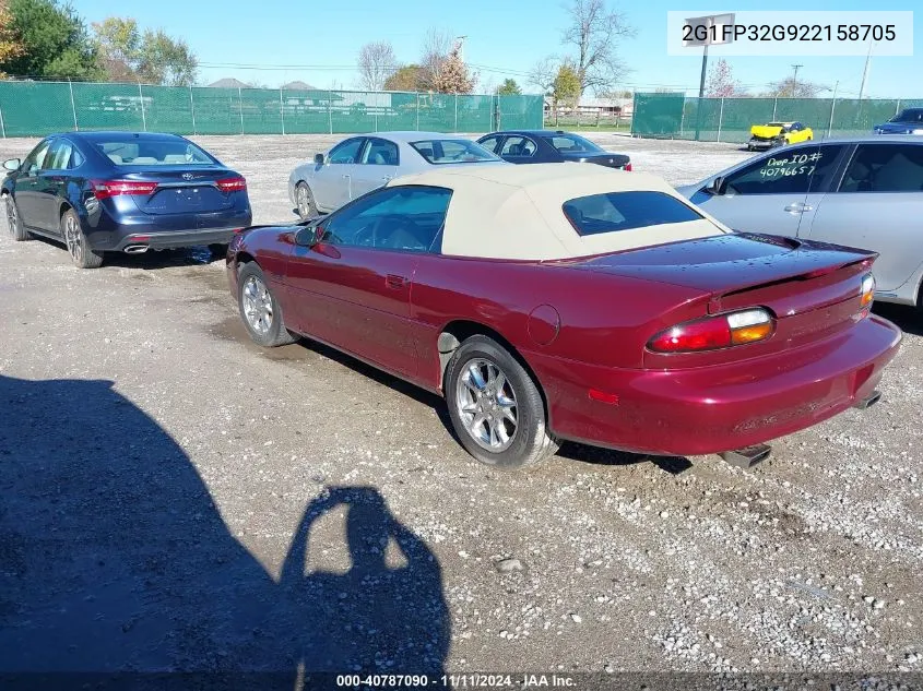 2002 Chevrolet Camaro Z28 VIN: 2G1FP32G922158705 Lot: 40787090