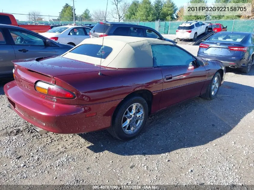 2002 Chevrolet Camaro Z28 VIN: 2G1FP32G922158705 Lot: 40787090