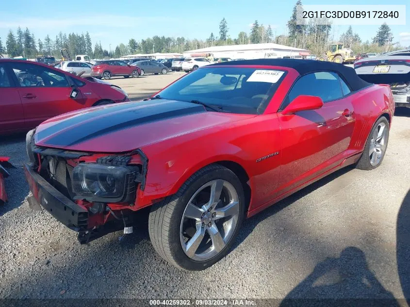 2G1FC3DD0B9172840 2011 Chevrolet Camaro 2Lt