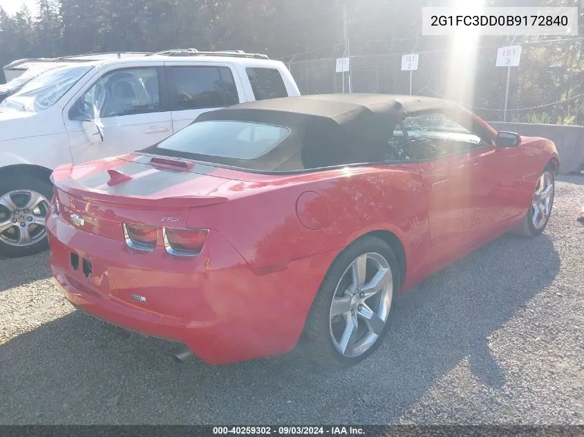 2G1FC3DD0B9172840 2011 Chevrolet Camaro 2Lt