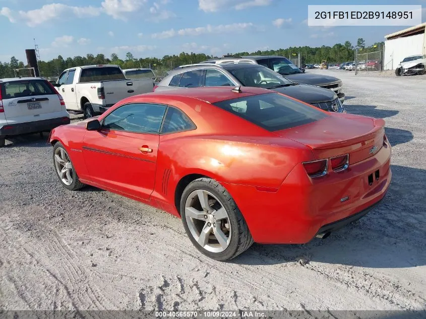 2011 Chevrolet Camaro 1Lt VIN: 2G1FB1ED2B9148951 Lot: 40565570