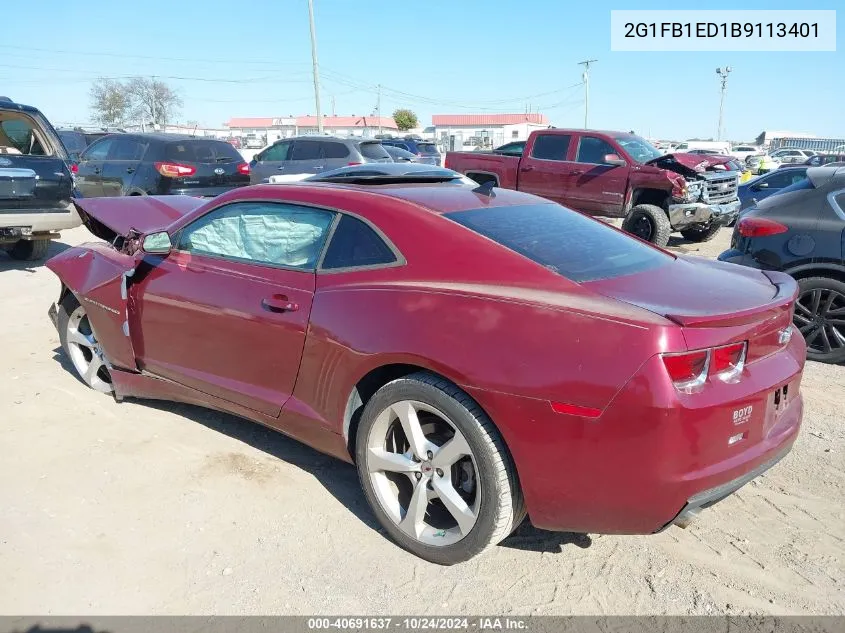 2G1FB1ED1B9113401 2011 Chevrolet Camaro 1Lt