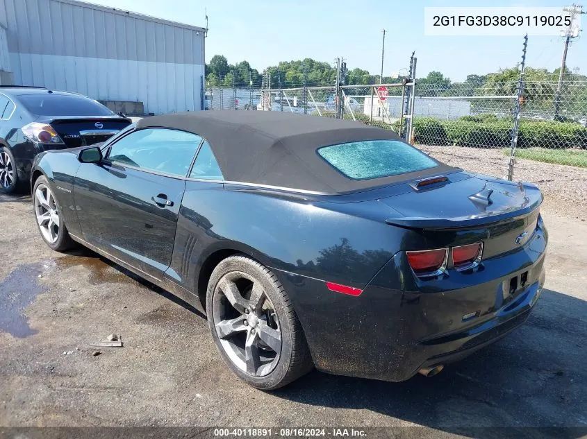 2012 Chevrolet Camaro 2Lt VIN: 2G1FG3D38C9119025 Lot: 40118891