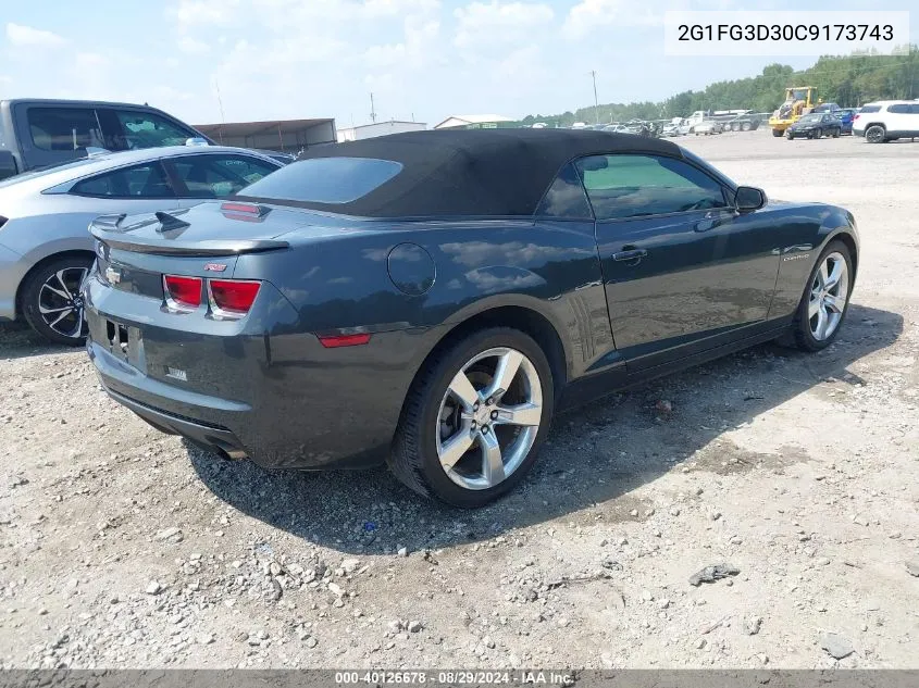 2012 Chevrolet Camaro 2Lt VIN: 2G1FG3D30C9173743 Lot: 40126678