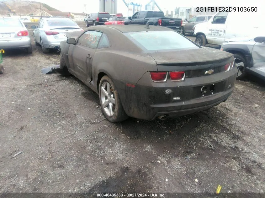 2013 Chevrolet Camaro 1Lt VIN: 2G1FB1E32D9103650 Lot: 40435333