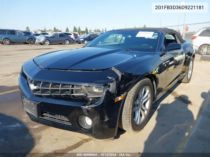 2013 Chevrolet Camaro 1Lt VIN: 2G1FB3D36D9221181 Lot: 40598942