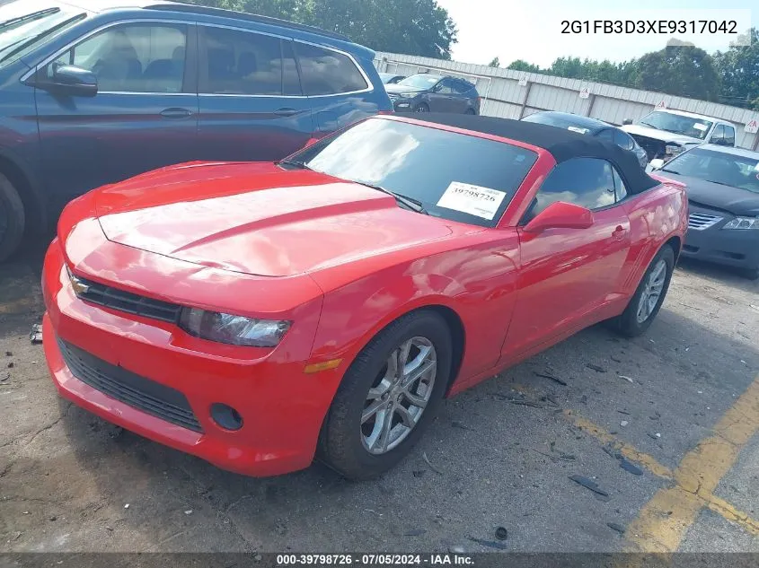 2014 Chevrolet Camaro 1Lt VIN: 2G1FB3D3XE9317042 Lot: 39798726