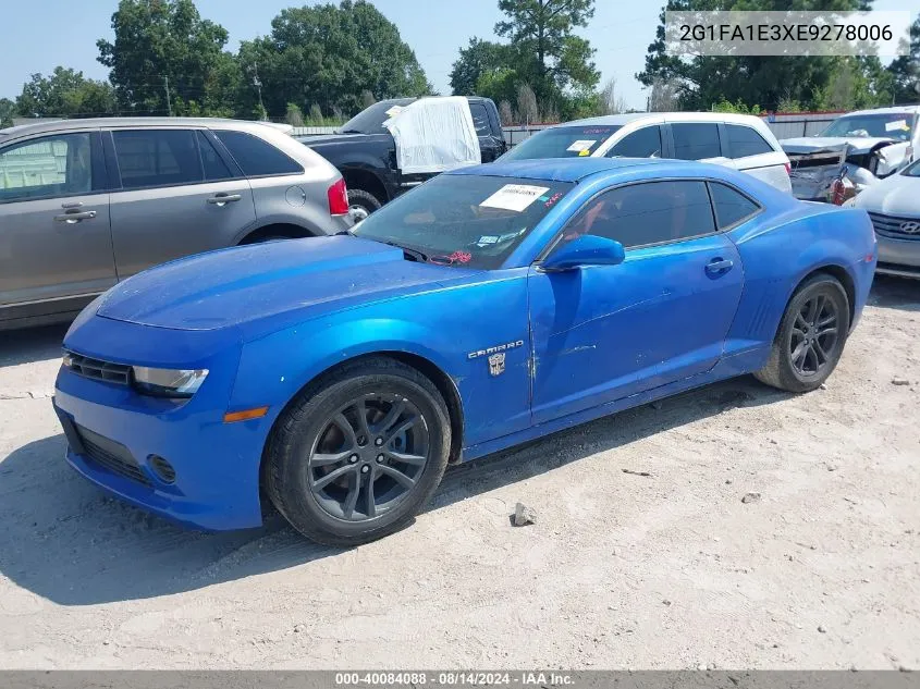 2014 Chevrolet Camaro 2Ls VIN: 2G1FA1E3XE9278006 Lot: 40084088