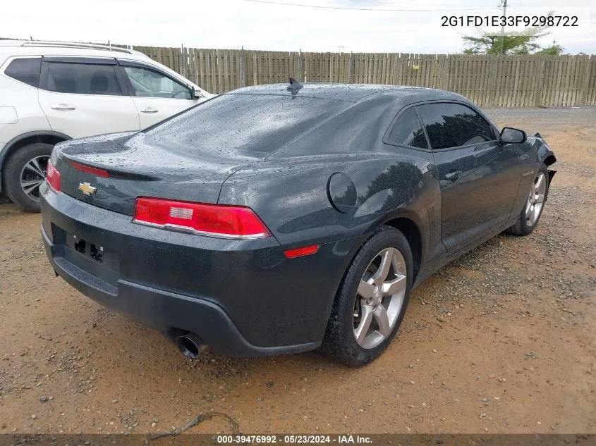 2015 Chevrolet Camaro 1Lt VIN: 2G1FD1E33F9298722 Lot: 39476992