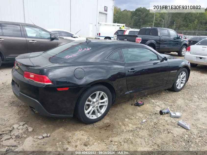 2015 Chevrolet Camaro 2Ls VIN: 2G1FB1E30F9310802 Lot: 40432033