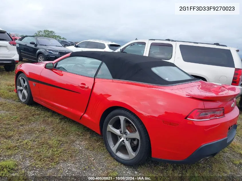 2015 Chevrolet Camaro Lt VIN: 2G1FF3D33F9270023 Lot: 40538821