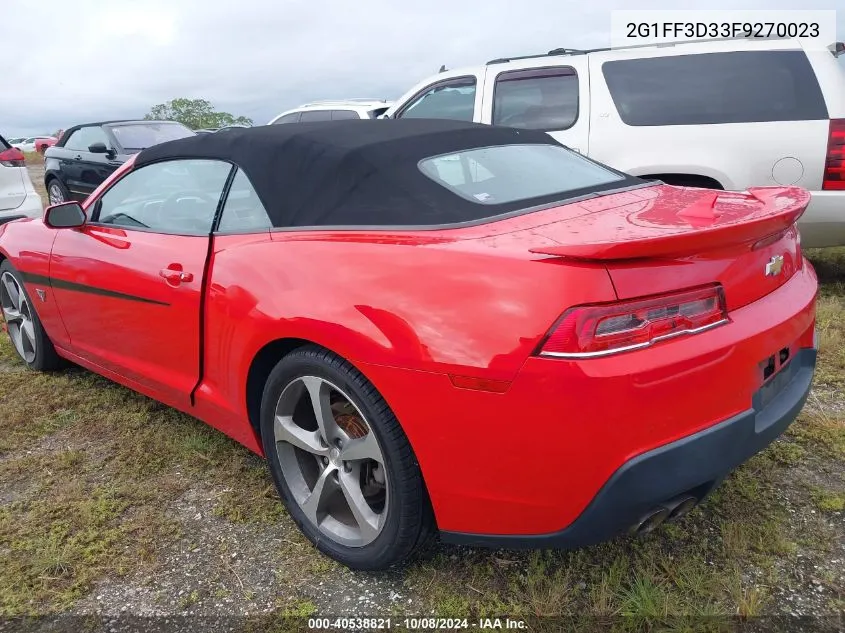 2015 Chevrolet Camaro Lt VIN: 2G1FF3D33F9270023 Lot: 40538821