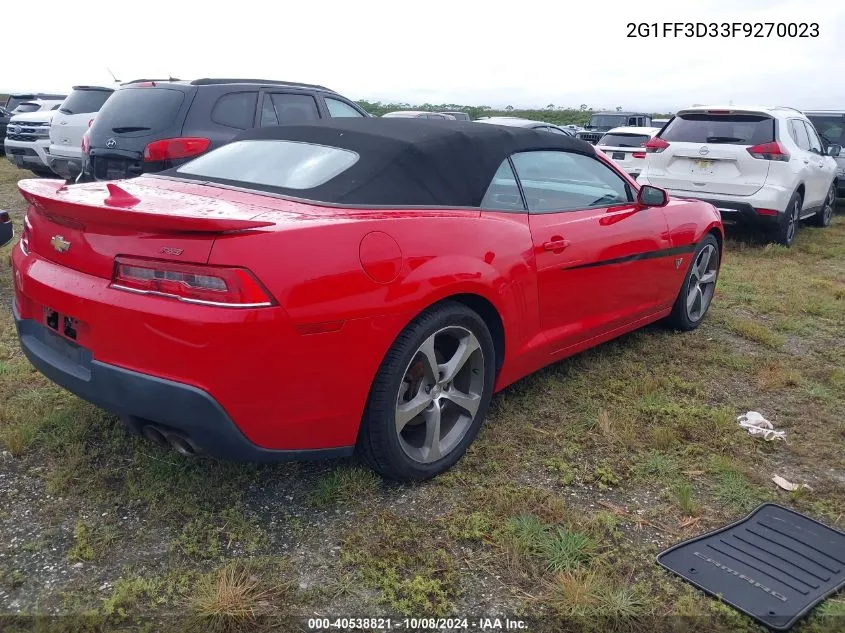 2015 Chevrolet Camaro Lt VIN: 2G1FF3D33F9270023 Lot: 40538821