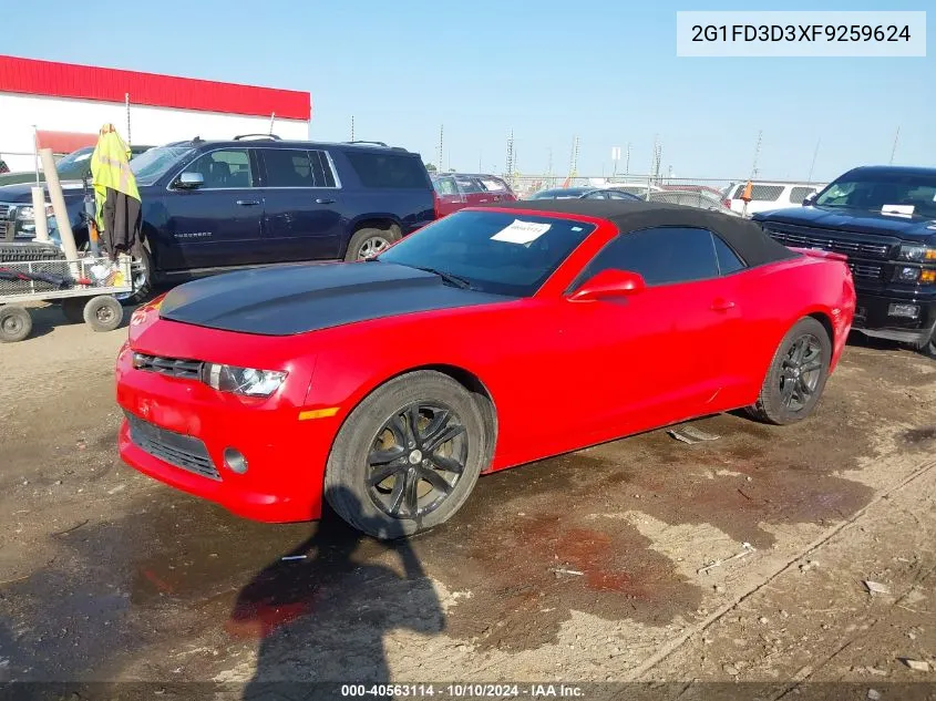 2015 Chevrolet Camaro 1Lt VIN: 2G1FD3D3XF9259624 Lot: 40563114