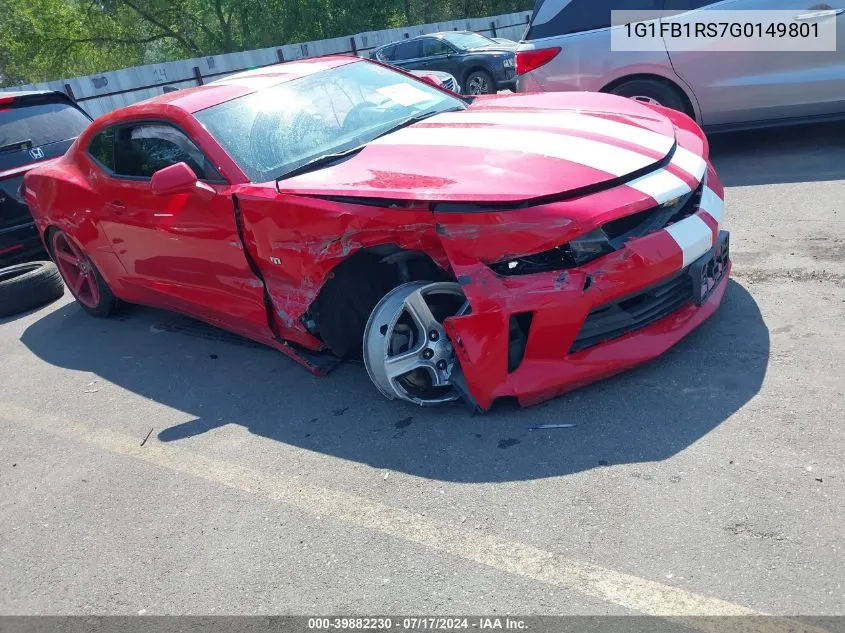 2016 Chevrolet Camaro 1Lt VIN: 1G1FB1RS7G0149801 Lot: 39882230