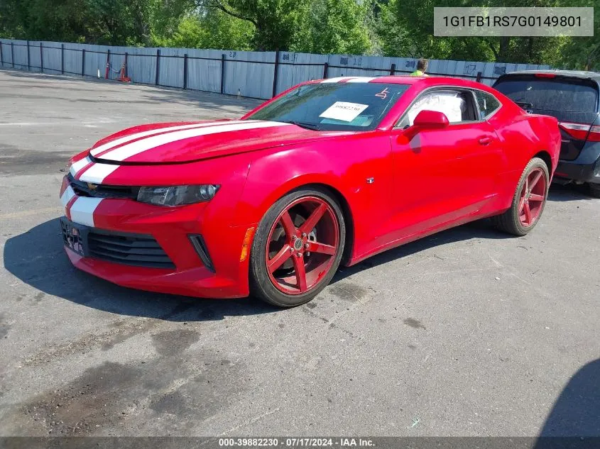 2016 Chevrolet Camaro 1Lt VIN: 1G1FB1RS7G0149801 Lot: 39882230