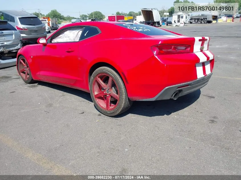 2016 Chevrolet Camaro 1Lt VIN: 1G1FB1RS7G0149801 Lot: 39882230