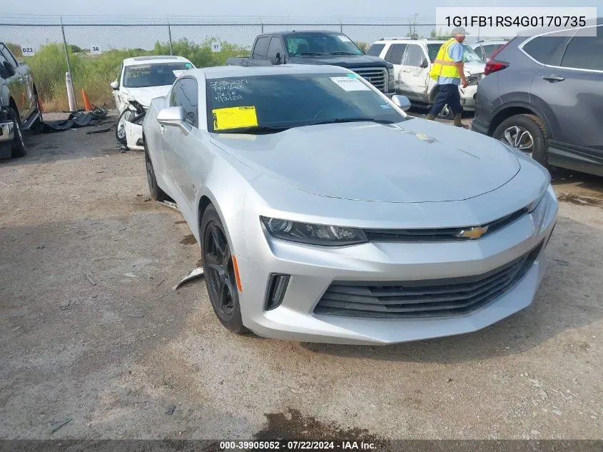 2016 Chevrolet Camaro 1Lt VIN: 1G1FB1RS4G0170735 Lot: 39905052