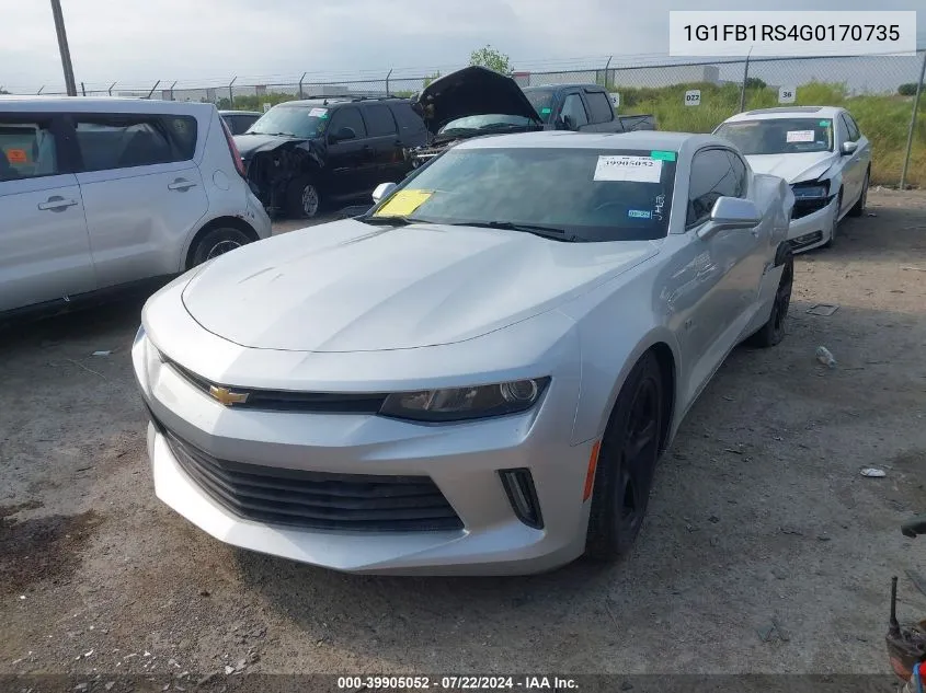 2016 Chevrolet Camaro 1Lt VIN: 1G1FB1RS4G0170735 Lot: 39905052