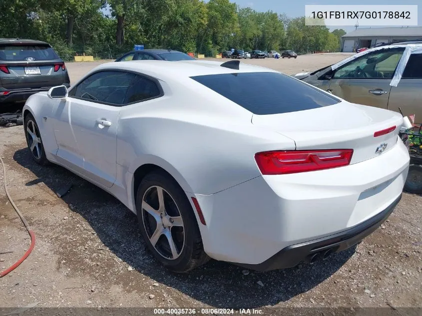 2016 Chevrolet Camaro 1Lt VIN: 1G1FB1RX7G0178842 Lot: 40035736