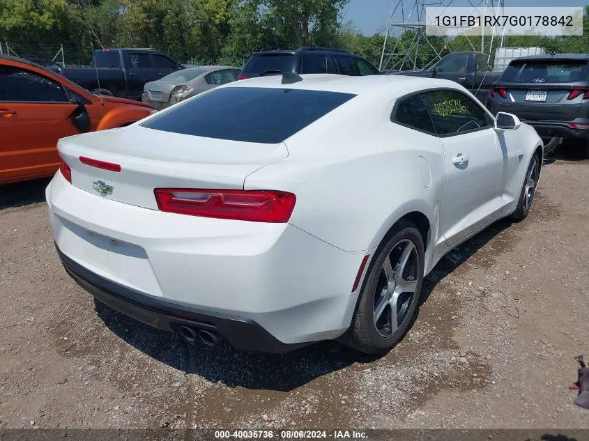 2016 Chevrolet Camaro 1Lt VIN: 1G1FB1RX7G0178842 Lot: 40035736