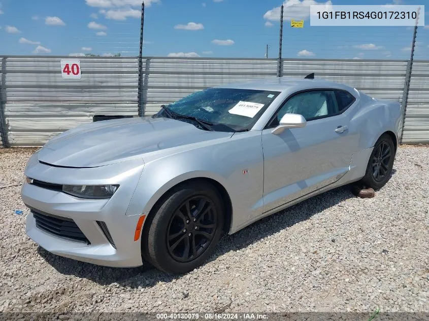 2016 Chevrolet Camaro 1Lt VIN: 1G1FB1RS4G0172310 Lot: 40130079