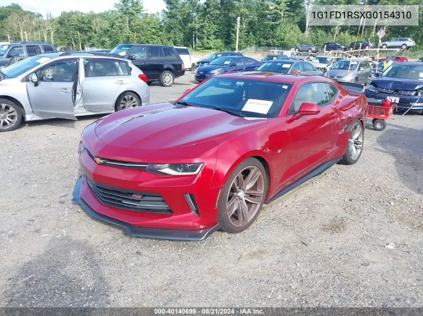 2016 Chevrolet Camaro Lt VIN: 1G1FD1RSXG0154310 Lot: 40140699