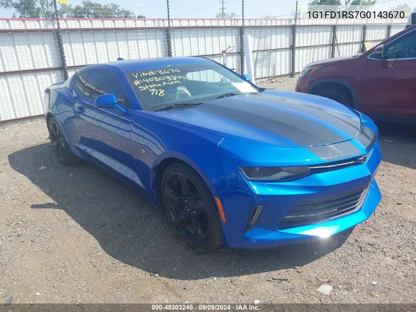 2016 Chevrolet Camaro 2Lt VIN: 1G1FD1RS7G0143670 Lot: 40303240