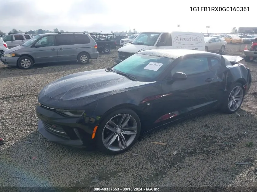 2016 Chevrolet Camaro Lt VIN: 1G1FB1RX0G0160361 Lot: 40337553