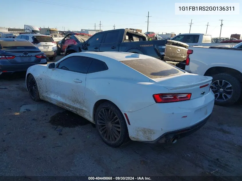 2016 Chevrolet Camaro Lt VIN: 1G1FB1RS2G0136311 Lot: 40449868