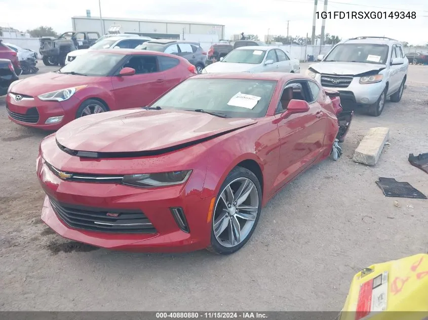 2016 Chevrolet Camaro 2Lt VIN: 1G1FD1RSXG0149348 Lot: 40880880