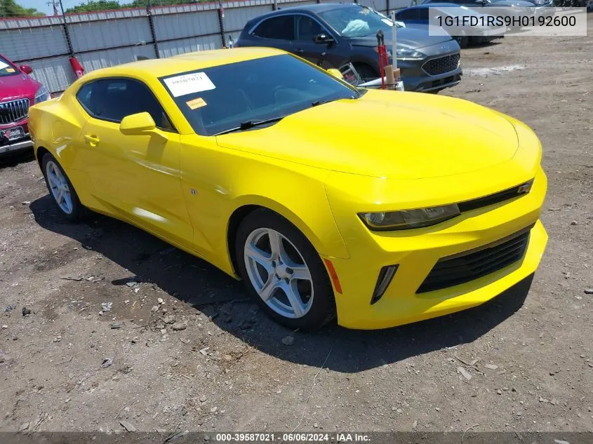 2017 Chevrolet Camaro 2Lt VIN: 1G1FD1RS9H0192600 Lot: 39587021