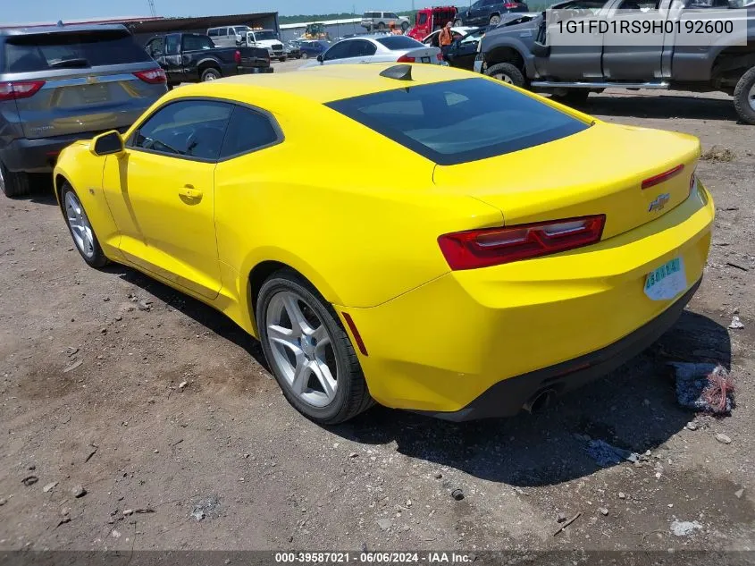 2017 Chevrolet Camaro 2Lt VIN: 1G1FD1RS9H0192600 Lot: 39587021