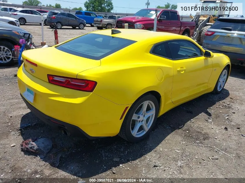 2017 Chevrolet Camaro 2Lt VIN: 1G1FD1RS9H0192600 Lot: 39587021