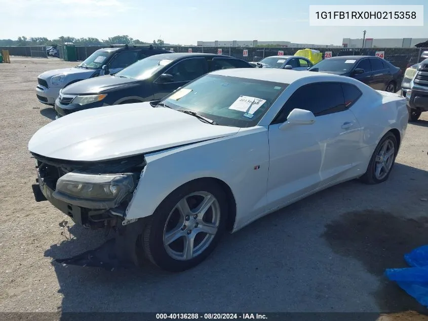 2017 Chevrolet Camaro Lt VIN: 1G1FB1RX0H0215358 Lot: 40136288