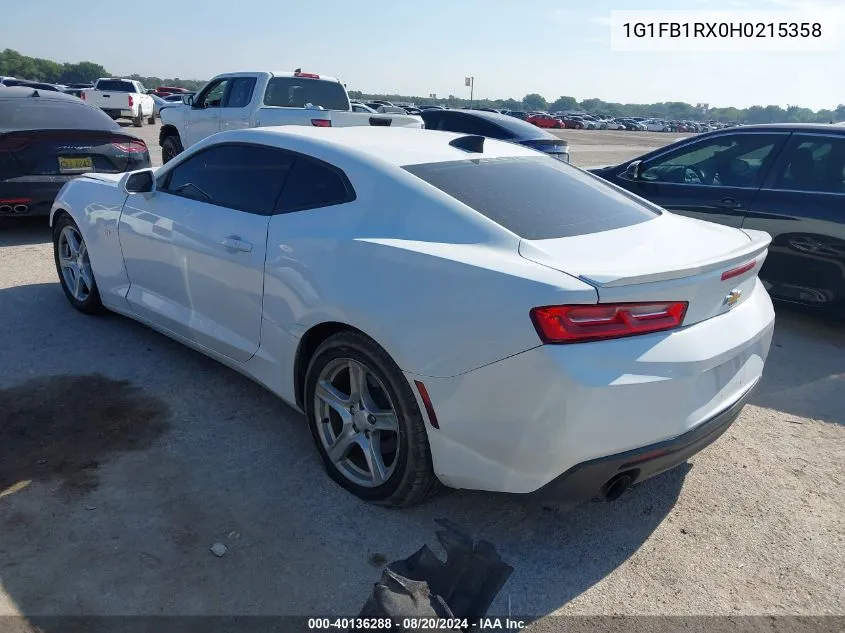 2017 Chevrolet Camaro Lt VIN: 1G1FB1RX0H0215358 Lot: 40136288