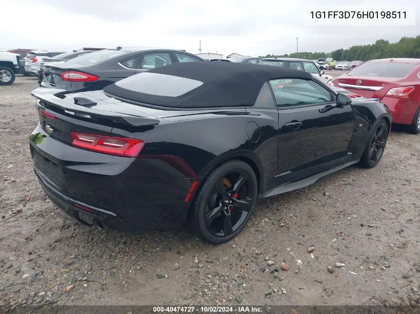 2017 Chevrolet Camaro 1Ss VIN: 1G1FF3D76H0198511 Lot: 40474727