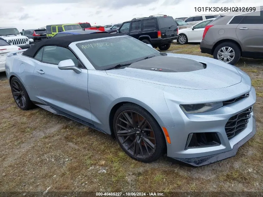 2017 Chevrolet Camaro Zl1 VIN: 1G1FK3D68H0212699 Lot: 40485227