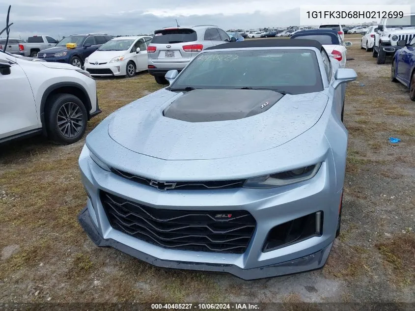 2017 Chevrolet Camaro Zl1 VIN: 1G1FK3D68H0212699 Lot: 40485227