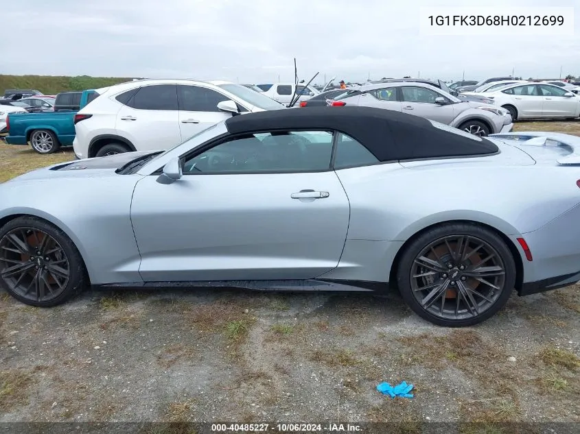 2017 Chevrolet Camaro Zl1 VIN: 1G1FK3D68H0212699 Lot: 40485227