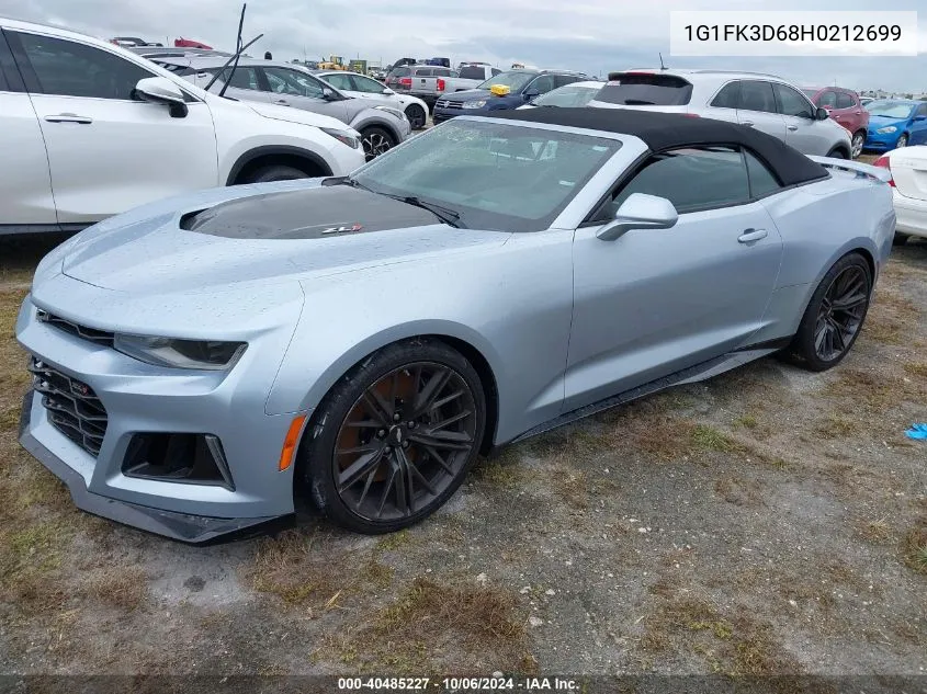 2017 Chevrolet Camaro Zl1 VIN: 1G1FK3D68H0212699 Lot: 40485227