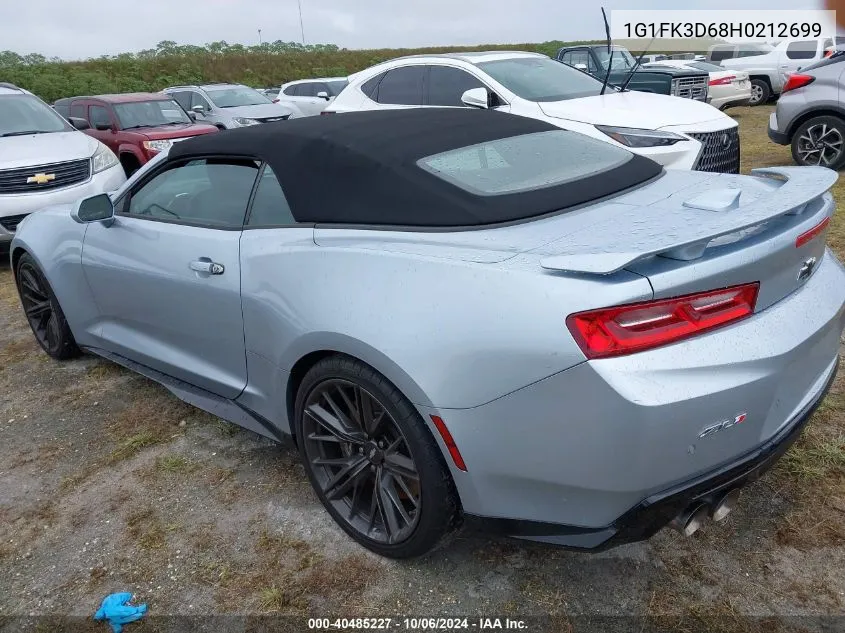 2017 Chevrolet Camaro Zl1 VIN: 1G1FK3D68H0212699 Lot: 40485227