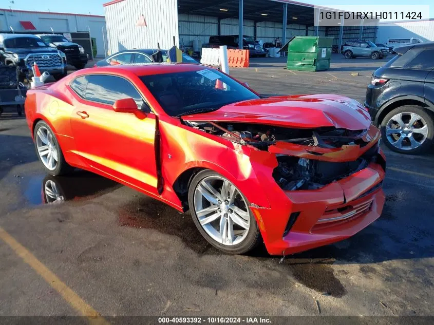 2017 Chevrolet Camaro 2Lt VIN: 1G1FD1RX1H0111424 Lot: 40593392