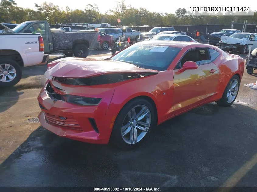 2017 Chevrolet Camaro 2Lt VIN: 1G1FD1RX1H0111424 Lot: 40593392