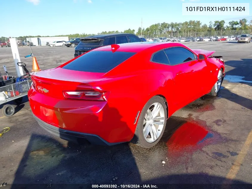 2017 Chevrolet Camaro 2Lt VIN: 1G1FD1RX1H0111424 Lot: 40593392