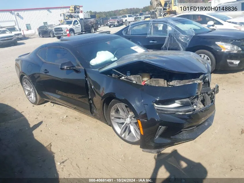 2017 Chevrolet Camaro Lt VIN: 1G1FD1RX0H0148836 Lot: 40681491