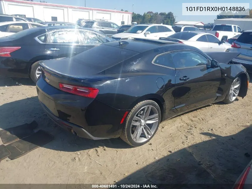 2017 Chevrolet Camaro Lt VIN: 1G1FD1RX0H0148836 Lot: 40681491