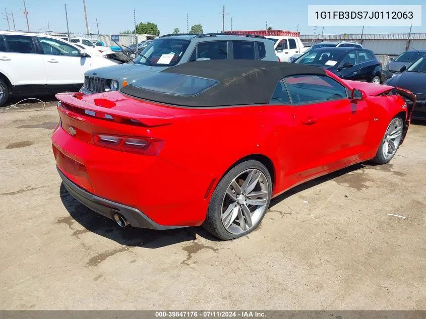 1G1FB3DS7J0112063 2018 Chevrolet Camaro 1Lt