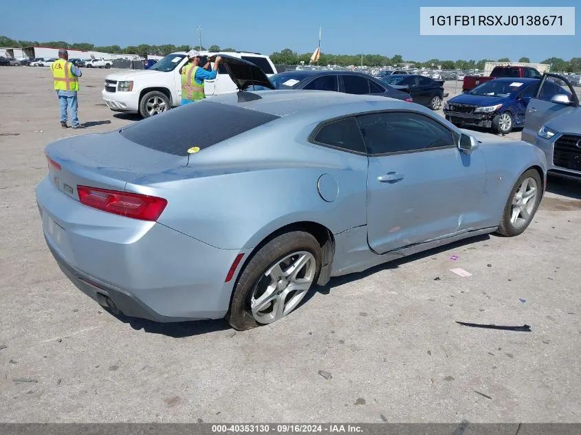 2018 Chevrolet Camaro 1Lt VIN: 1G1FB1RSXJ0138671 Lot: 40353130