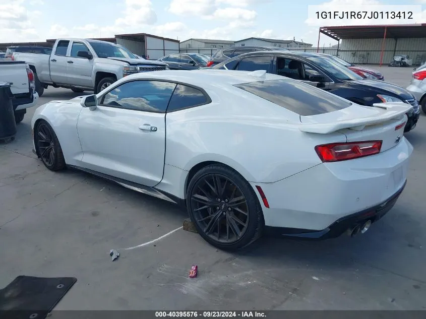 2018 Chevrolet Camaro Zl1 VIN: 1G1FJ1R67J0113412 Lot: 40395576